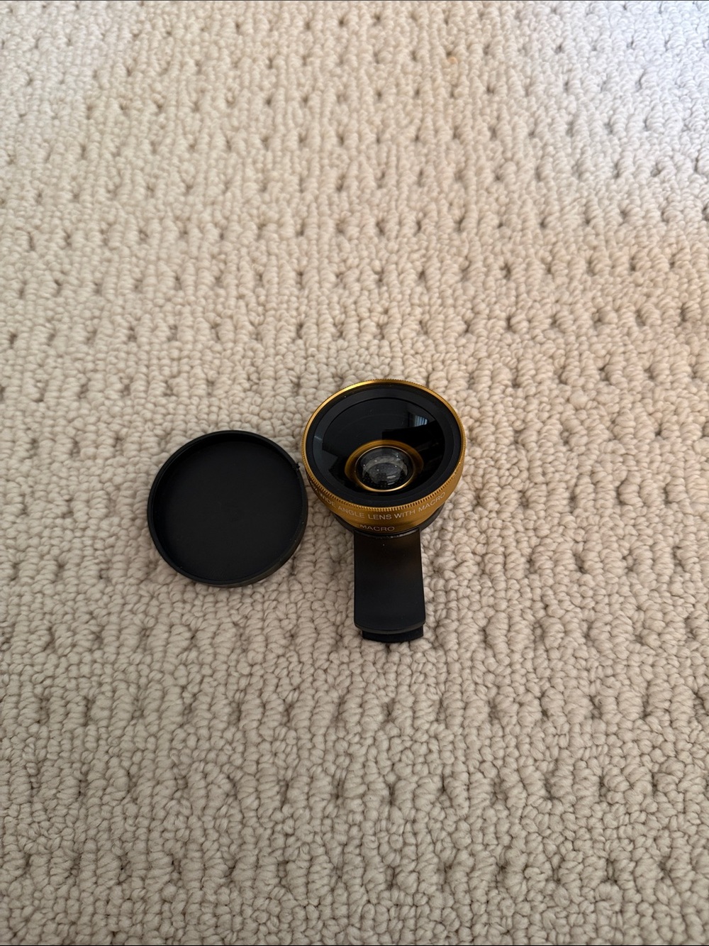 Gold Clip-On Smartphone Camera Lens with Protective Cap and Clip